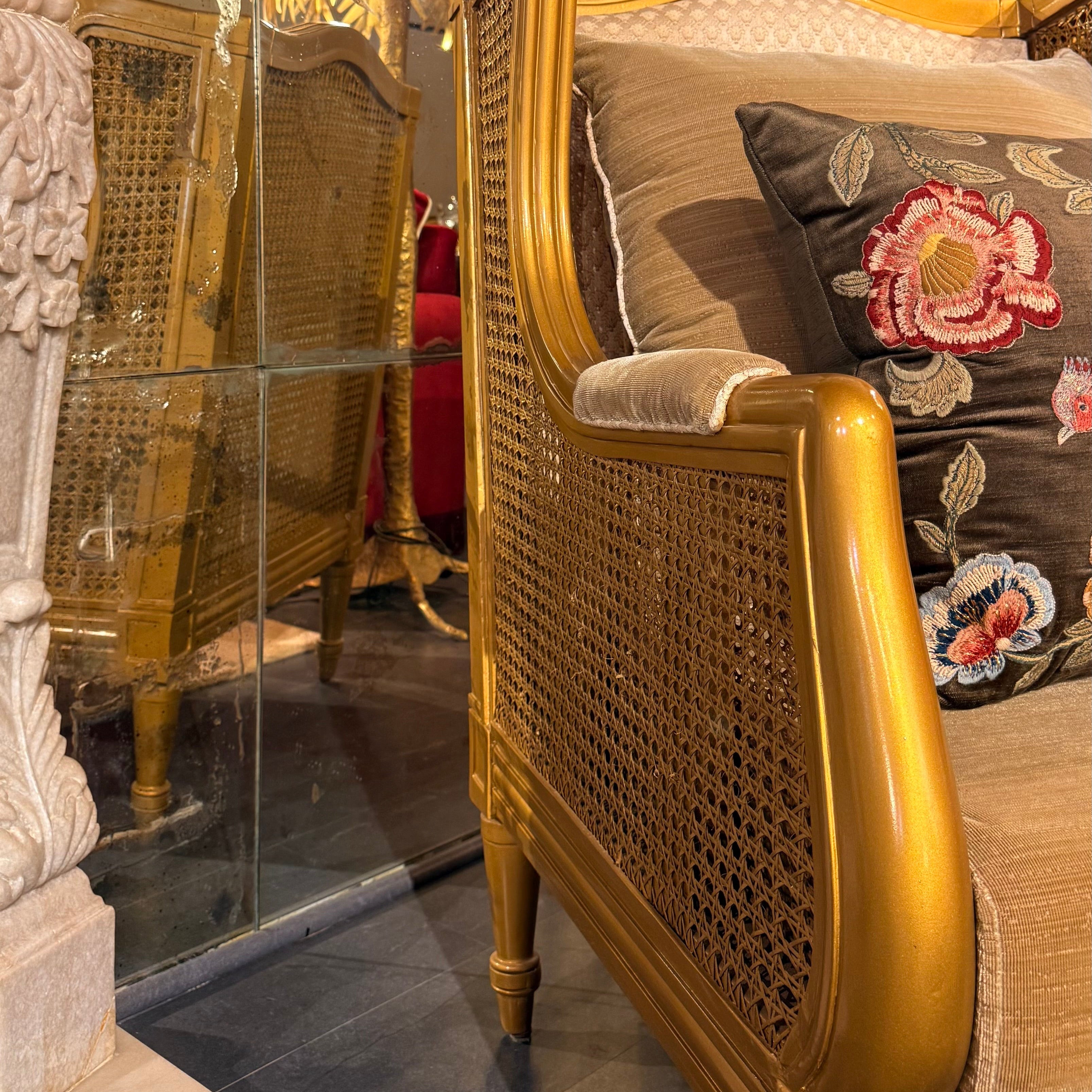 Sonarvan gold cane sofa