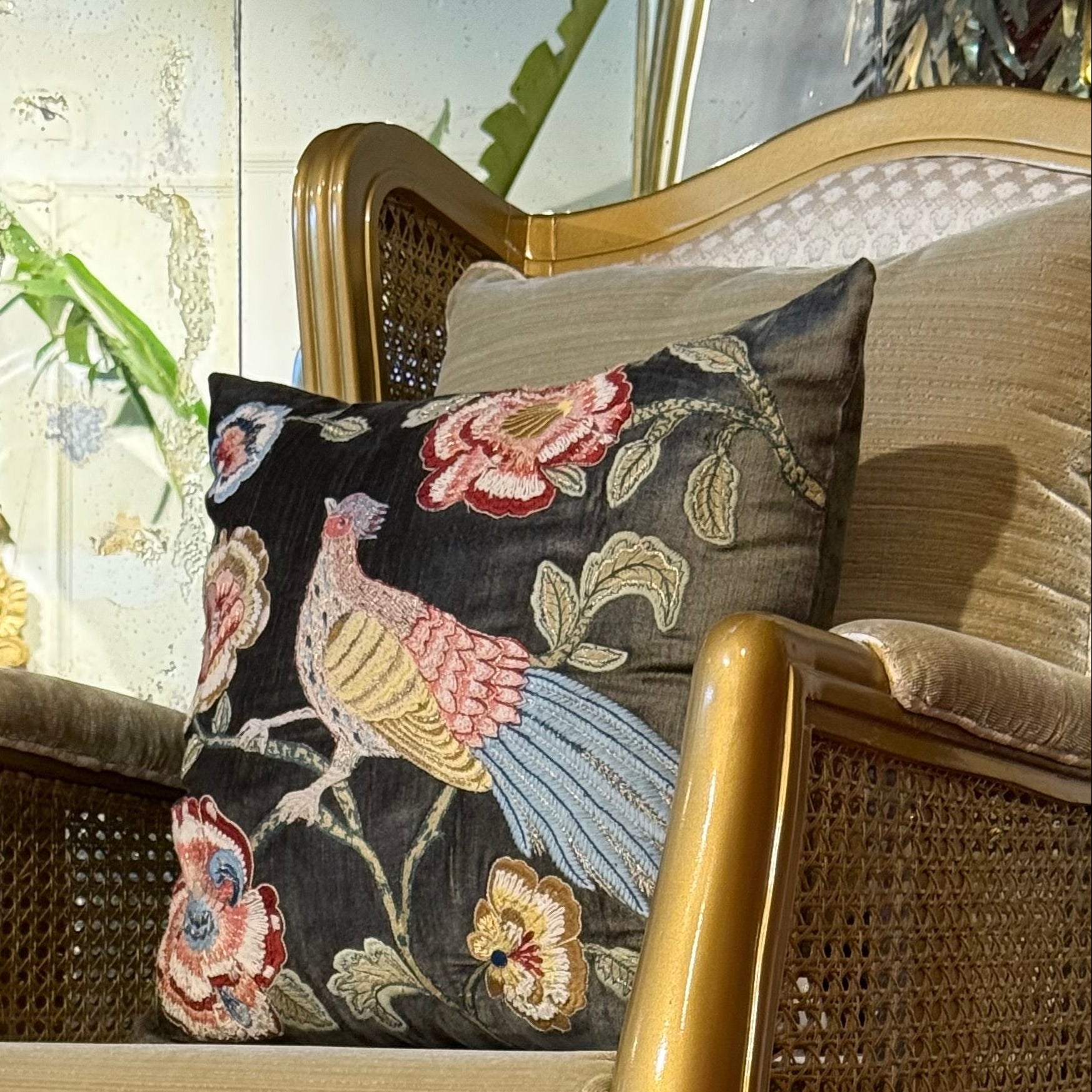 Sonarvan gold cane sofa