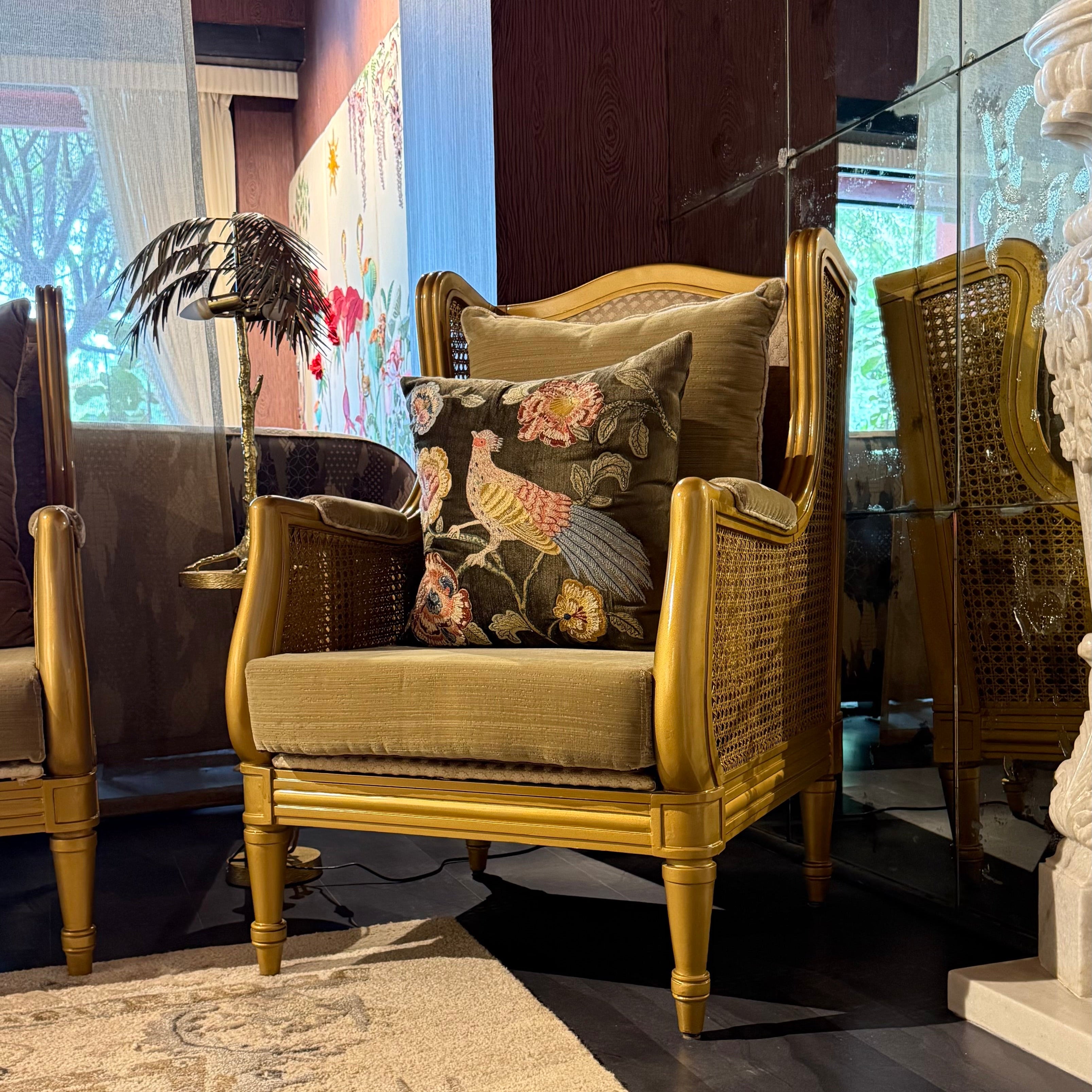 Sonarvan gold cane sofa